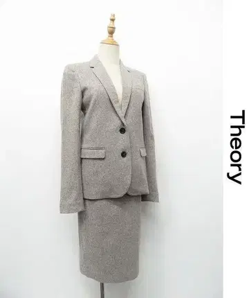 F232/THEORY 셋업 수트 트위드 실크 혼방 2 그레이지