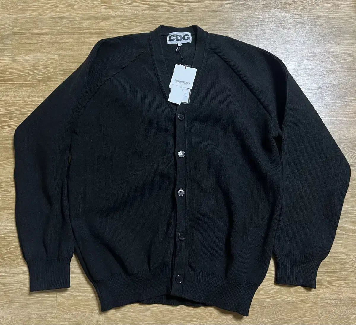 꼼데가르송(CDG) 백로고 가디건 블랙 XXL