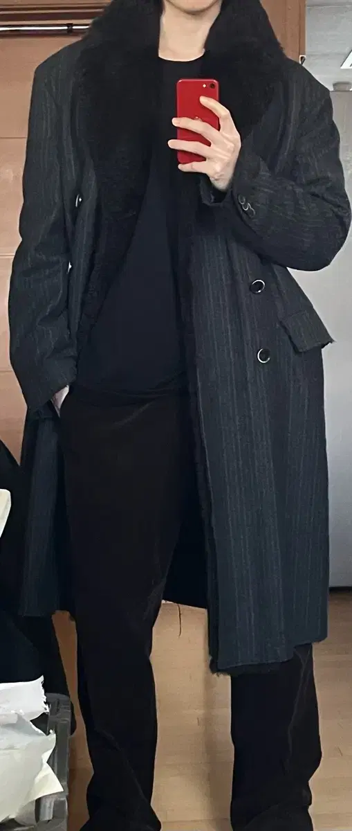 돌체앤가바나 양털카라 롱코트