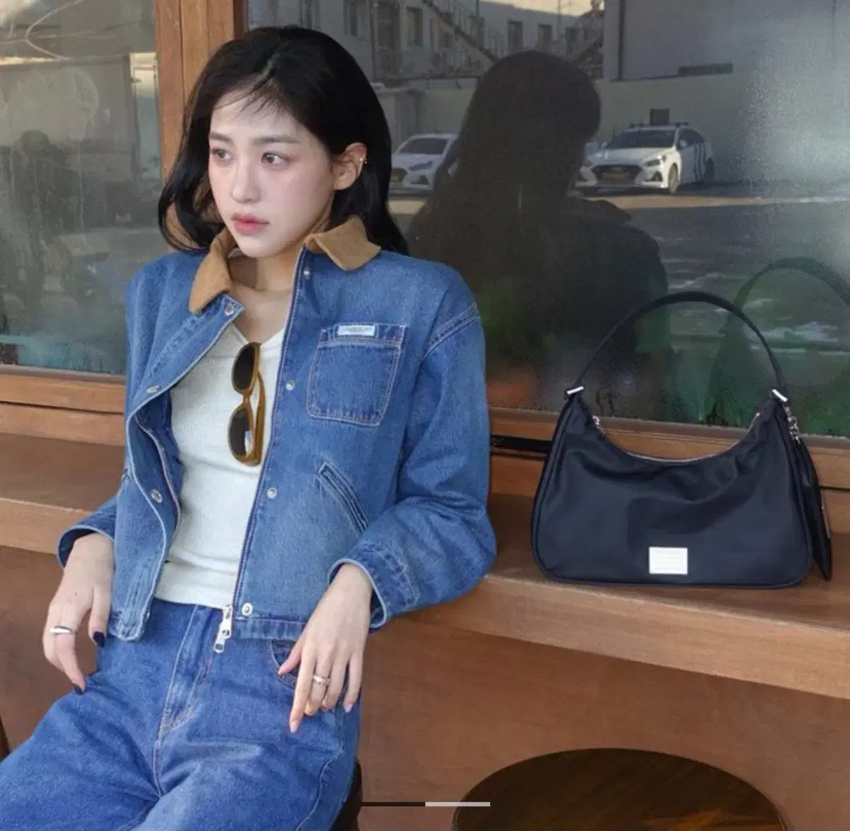 상표O (20%할인) 마리떼프랑스와저버 클래식 로고 호보 백 블랙