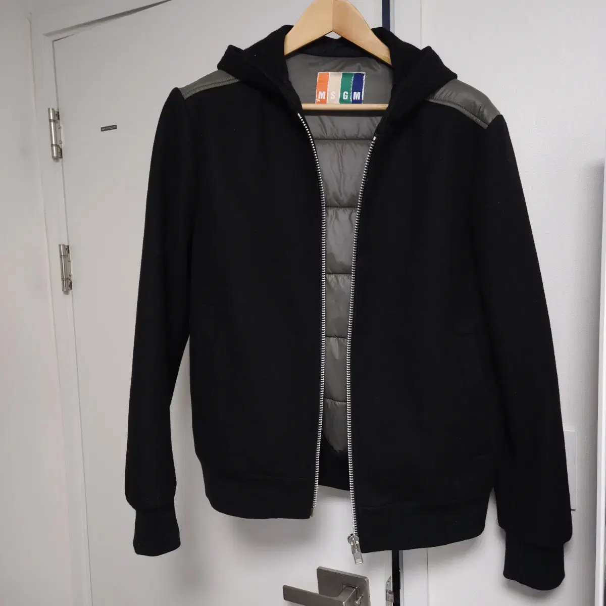 [48] MSGM 울 패딩 믹스 후드 자켓
