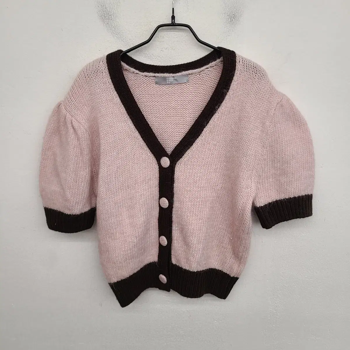 [여성77 size] 에잇세컨즈 배색 반팔 니트 가디건