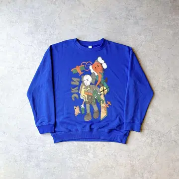 00s KAWS 맨투맨 블루 카우스 아카이브 Y2K 구제 의류
