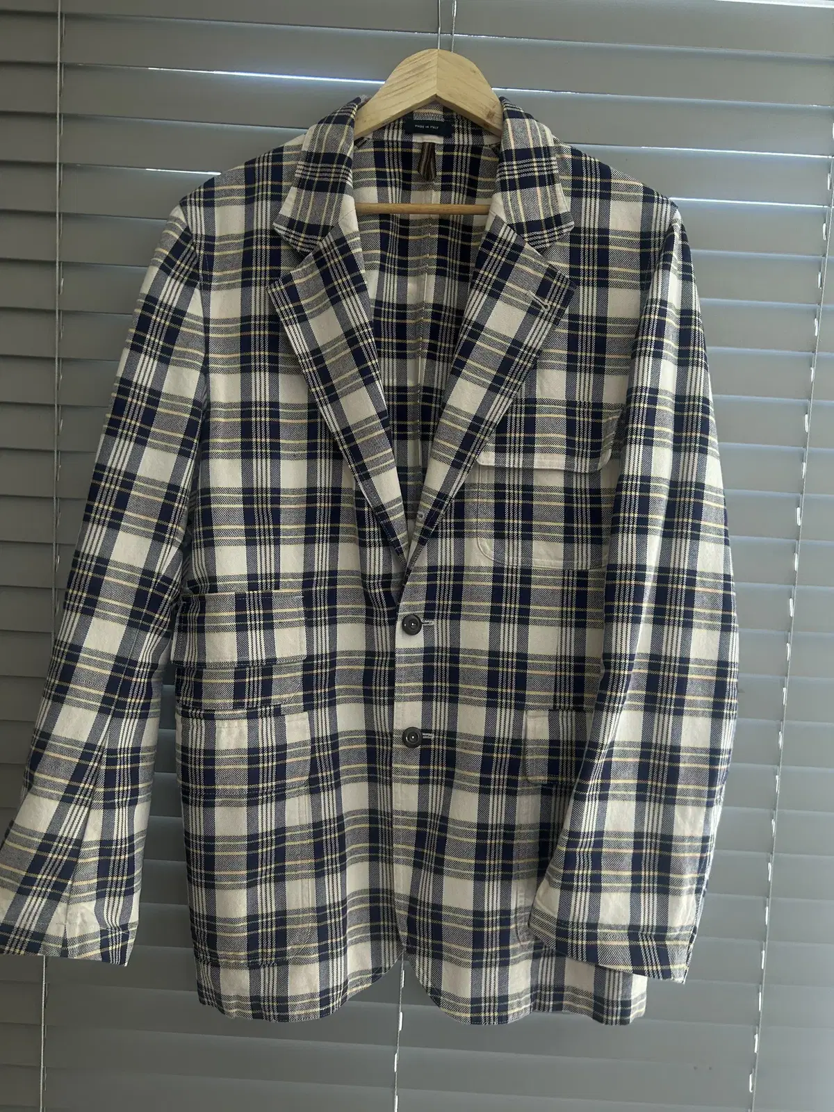 Drake's Cotton Linen Check Jacket 42