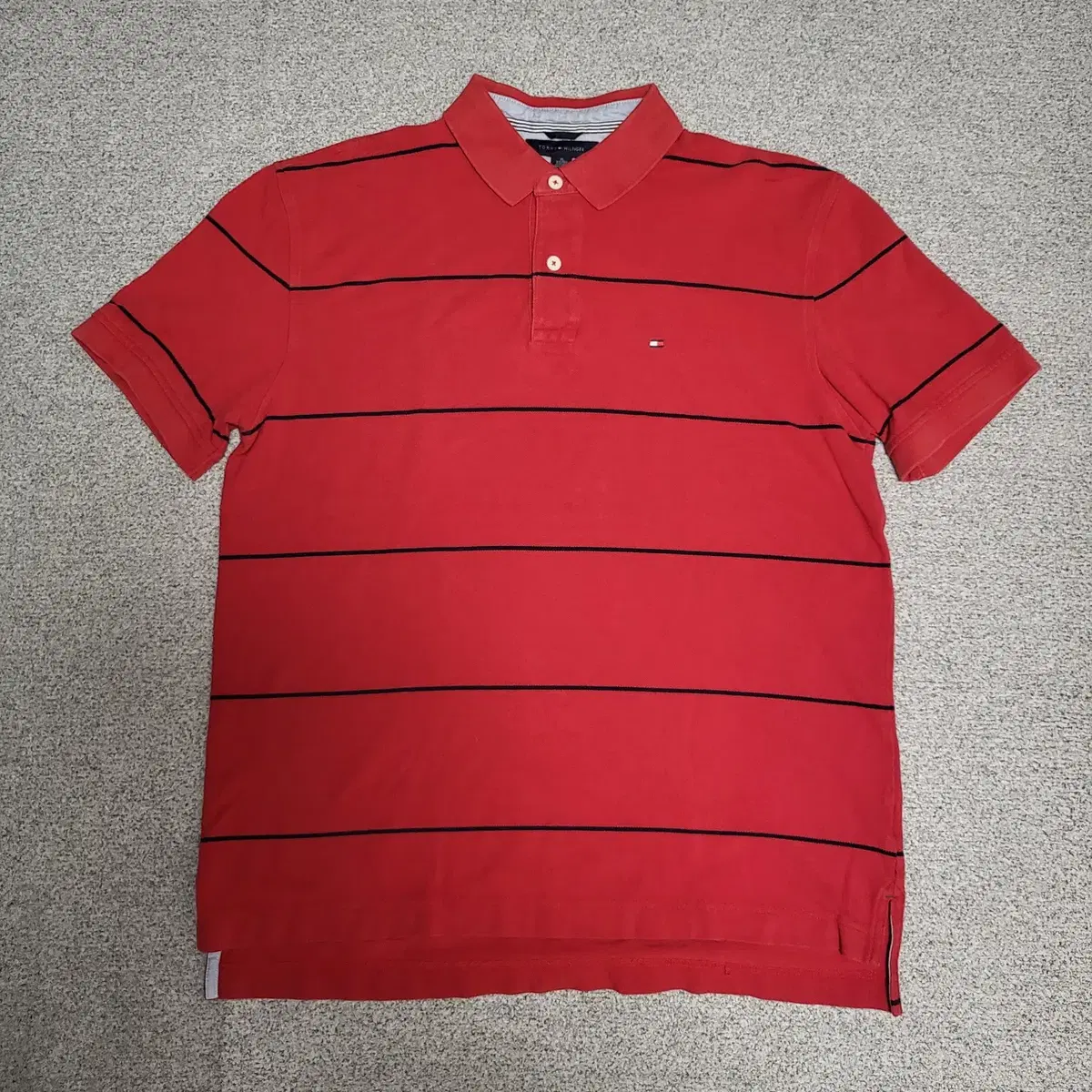 (세탁0)타미힐피거 Tommy Hilfiger 반팔 피케셔츠 레드 XL