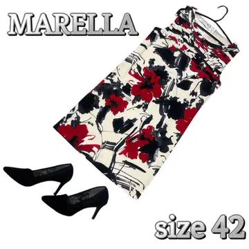 새상품급 MARELLA 무릎 기장 원피스 올 패턴 빅 사이즈 42 XL