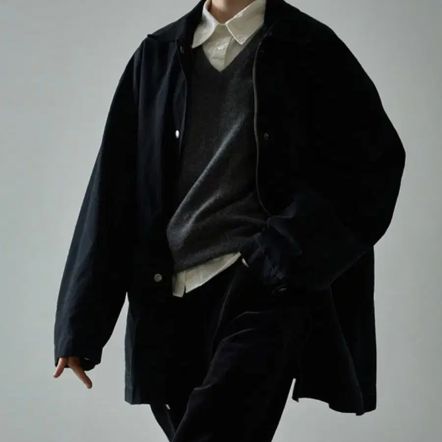 FACADE PATTERN ♥ Overfit cotton half coat / 追跡付 Facade Pattern Overfit Cashmere Half Coat in black