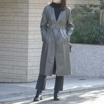 새상품 INES&MARECHAL 양가죽 노카라 코트 34 가죽