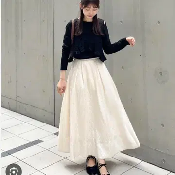 cocodeal 코코딜 자카드 볼륨 스커트 2 화이트