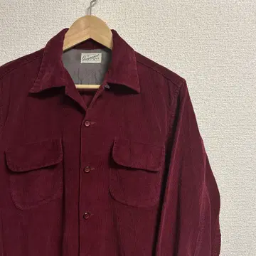 50년대 당시 물건 코듀로이 셔츠 와인 레드 오픈 카라 박스 빈티지