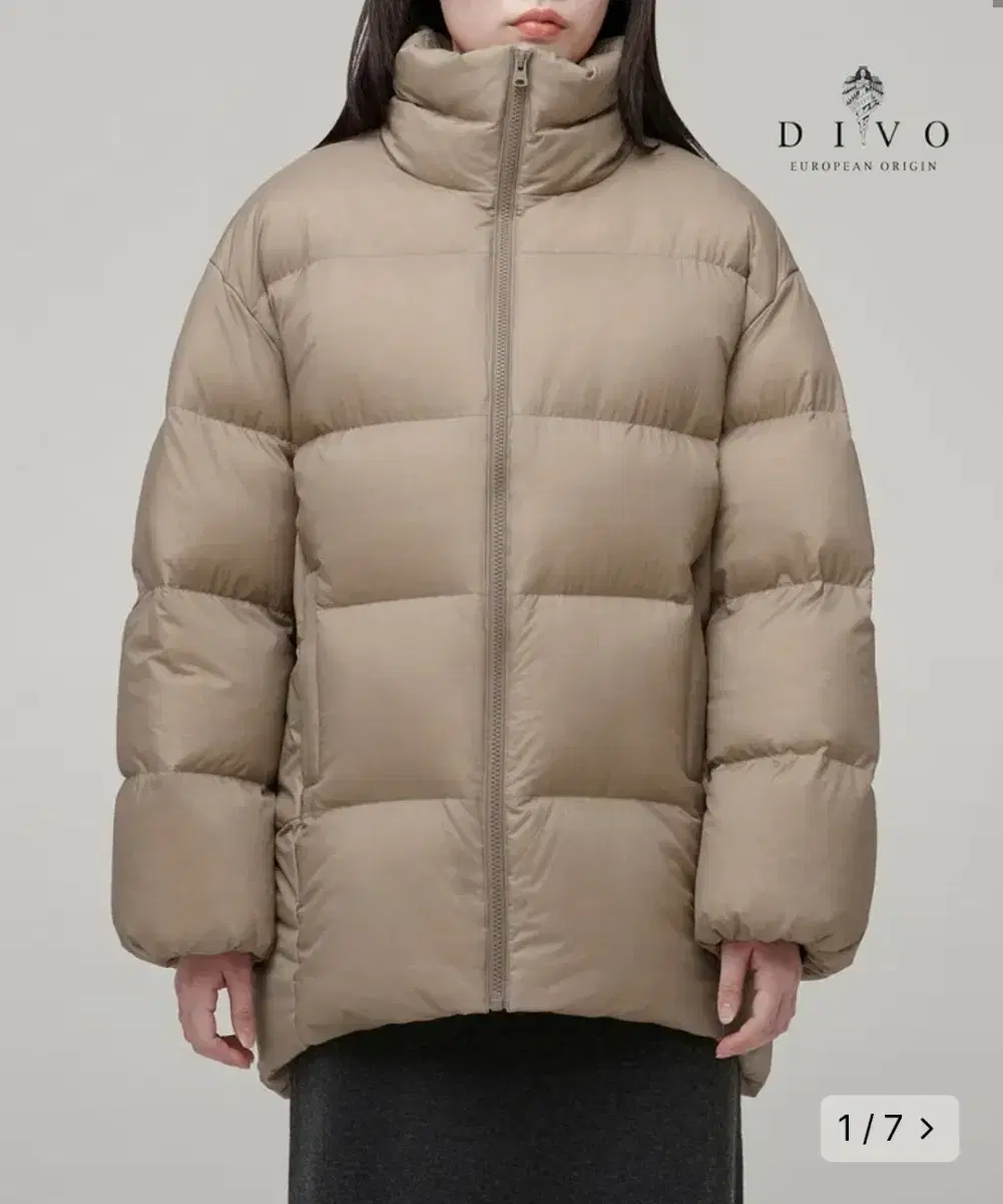 Beige S size of the standard women's down jacket