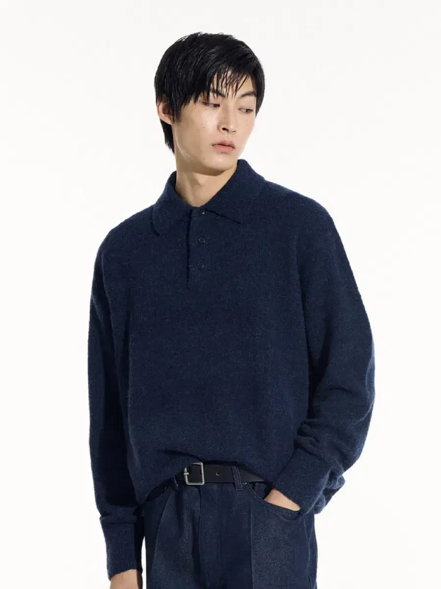 시에클 알파카 폴로 니트 네이비 새상품 판매 정가 16.9만