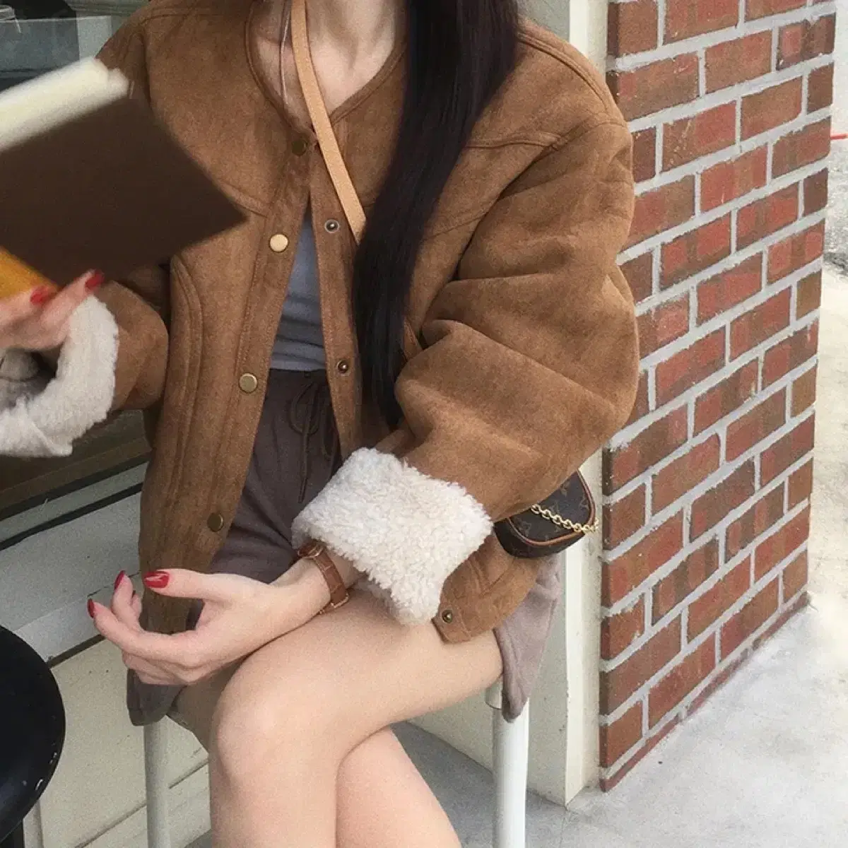 홀리 베어 스웨이드 양털 자켓 뽀글이자켓