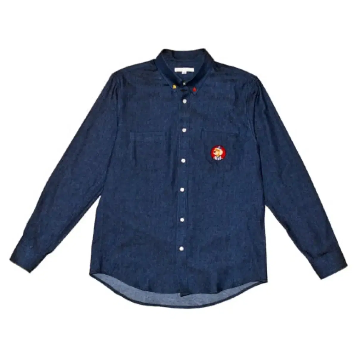 Beyond Closet Denim Shirt bloo Jincheong Dog Embroidery Wafer Buttons
