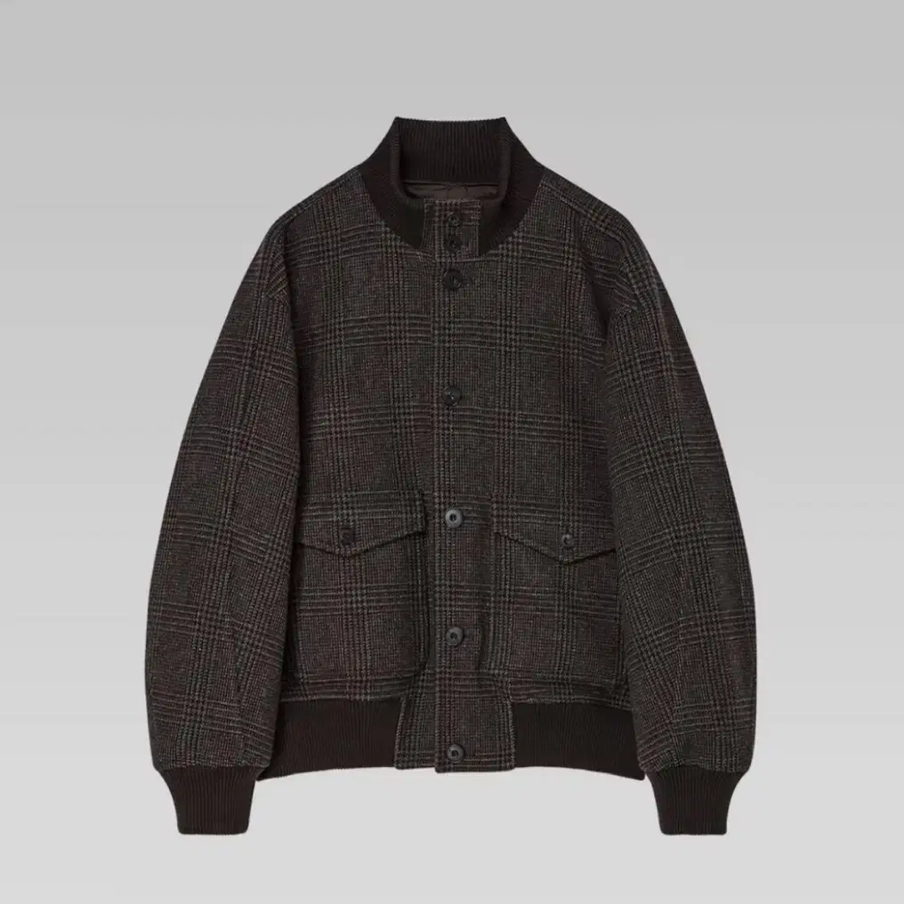 AFTER PRAY】High-Neck Wool Blouson Brown