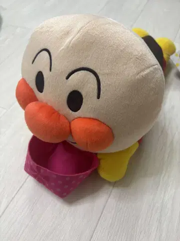 호빵맨 봉제 인형 핑크 수납 박스 포함