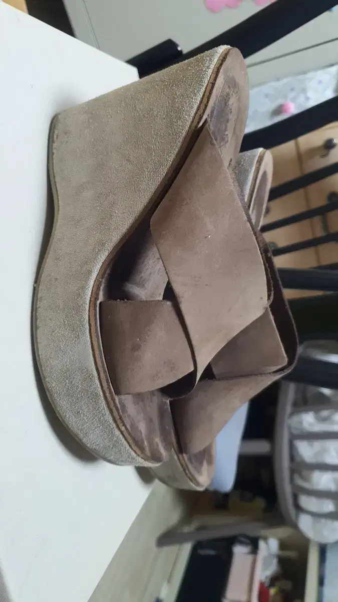 파비오 루스코니 가죽가보시웨지힐 10cm