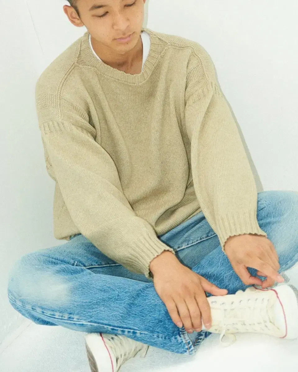 [1] 보디 캐시미어 코튼 니트 셔츠 베이지 bodhi