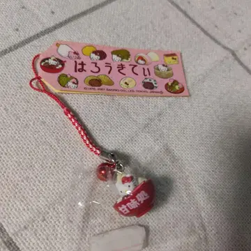 키티 디저트 카페 일본과자 KT 흰 경단 목걸이 스트랩 키링 레트로