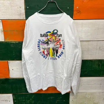 tulsa run 2005 긴팔 티셔츠 화이트 구제 의류 마라톤