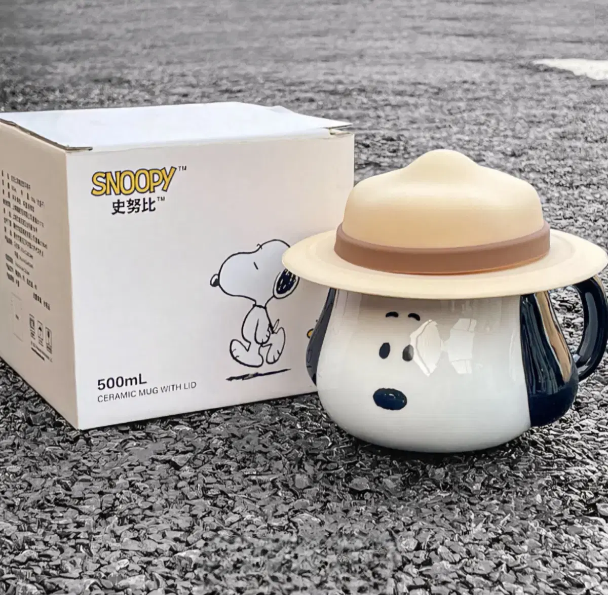 스누피 밀짚모자 입체 머그컵 500ml