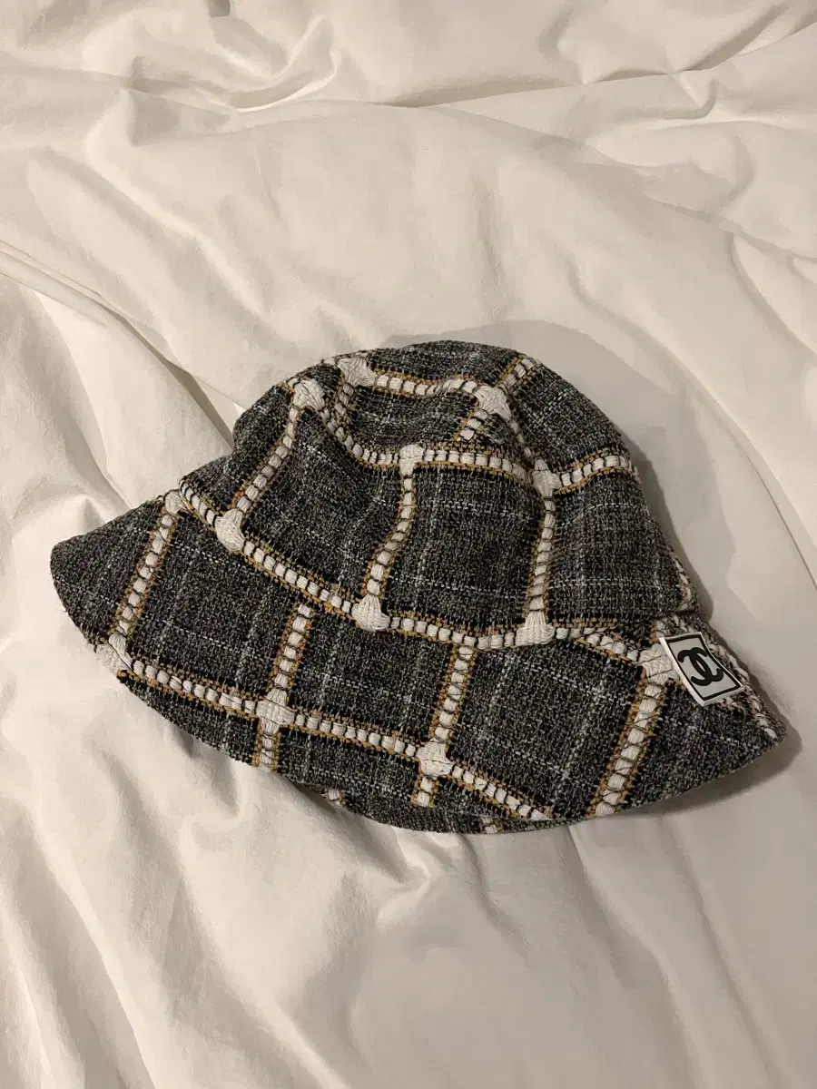CHANEL check pattern bucket hat