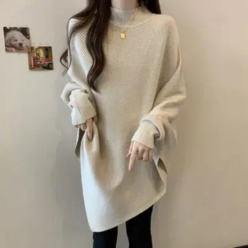 니트 여성용 상의 긴팔 불규칙 니트 판초 풀오버