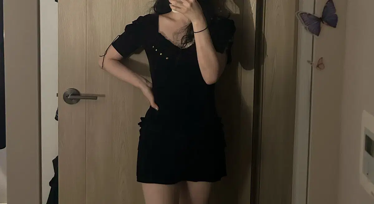 VINTAGE GOTHIC LOLITA Gyaru Velvet Ruffle Mini ONEPIECE