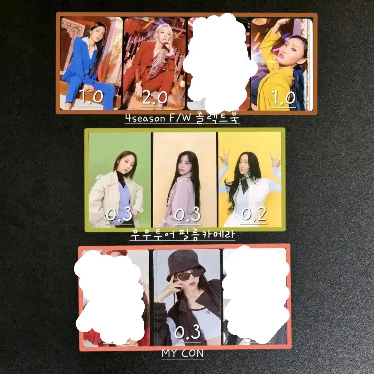 마마무 콘서트 팬미팅 포카 f/w 무무투어 마이콘 솔라 문별 휘인 화사