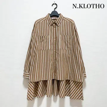 N.KLOTHO 스트라이프 셔츠 베이지 코튼 100% 일본제