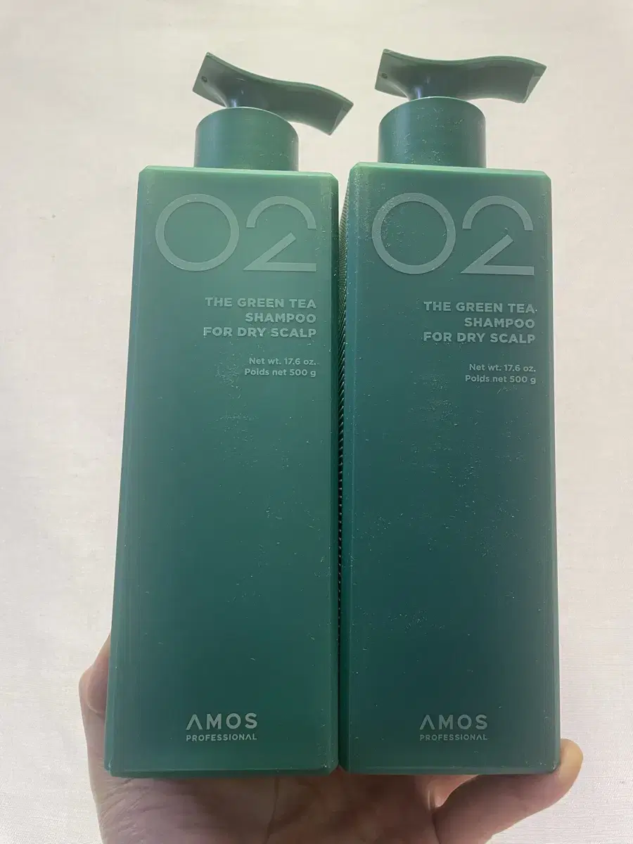 아모스 02 녹차실감 샴푸 중건성 두피용 500g 3개