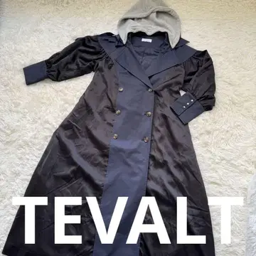 TEVALT 이 소재 절개 후디 트렌치코트 맨투맨 새틴