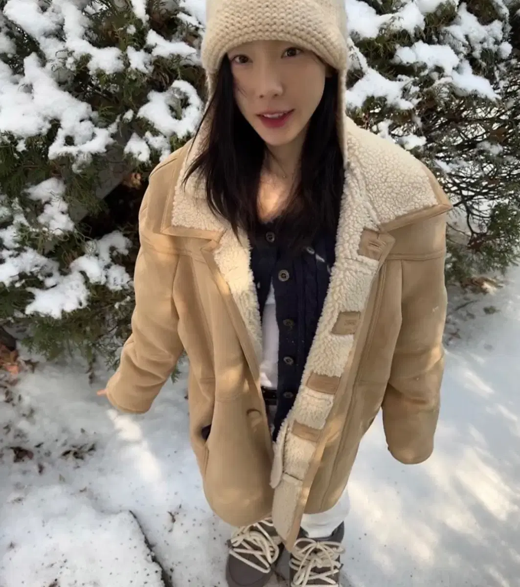 오버듀플레어 빈티지 하프 무스탕