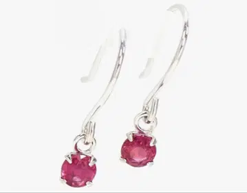 K10 화이트 골드 천연 루비 2.5mm 양쪽 귀용 심플 링 귀걸이