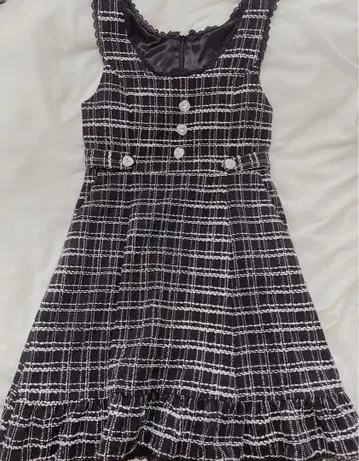 Dear My Love 트위드 체크 오버롤 스커트