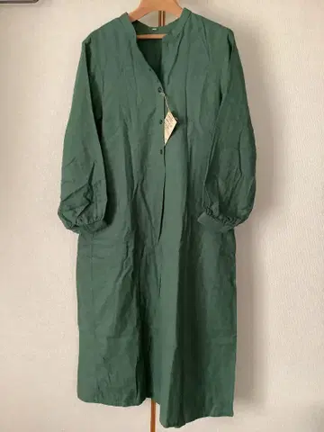 무인양품 카폭 혼방 이중 거즈 긴팔 원피스