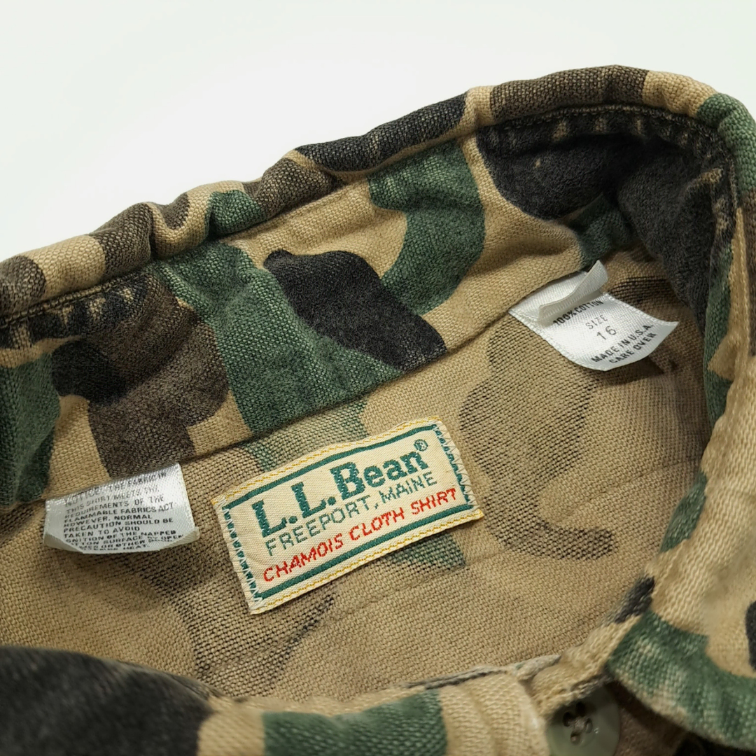 (Cr598)L 엘엘빈 USA 90s 샤모아 카모 긴팔 셔츠 남방