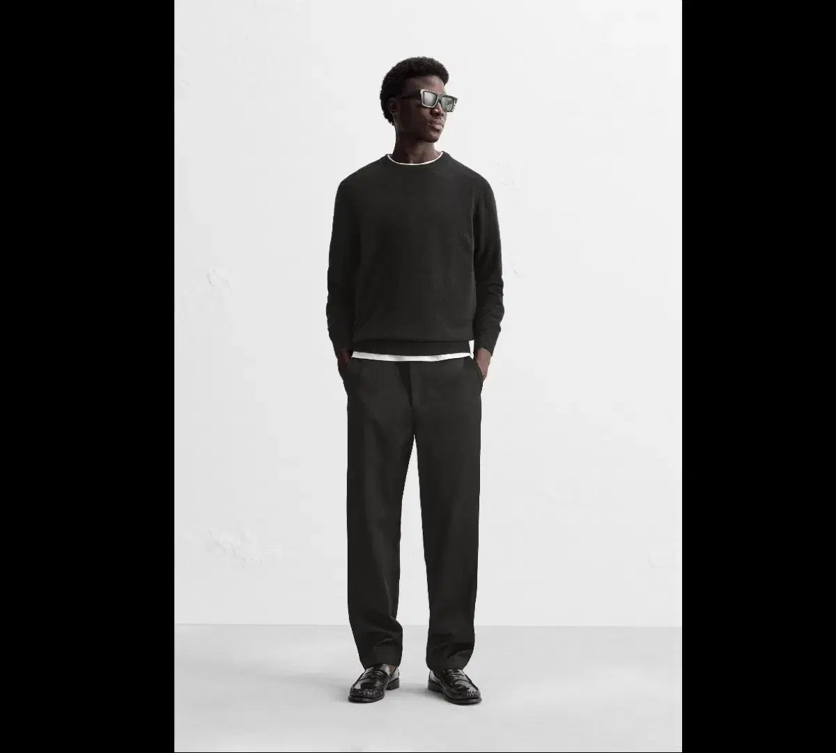 자라 오리진스 울 코튼 팬츠 38 블랙