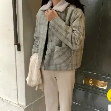 로렌하이 뽀글이 체크 자켓