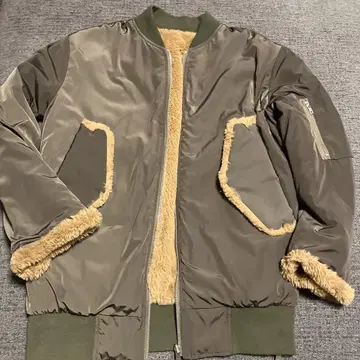 밀크 페도 리버서블 블루종 MA1 퍼 카키