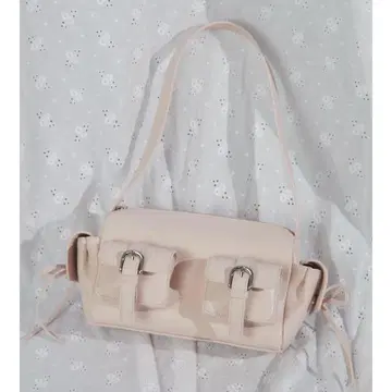 메리 제니 리본 포켓 숄더백 핑크