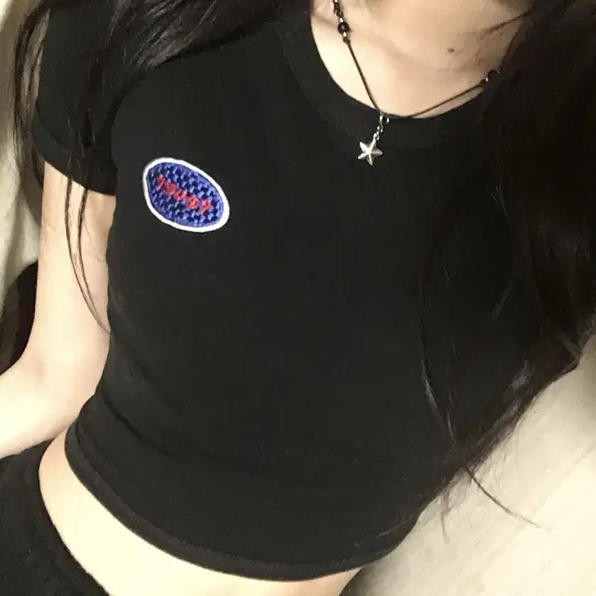 피버타임 슬림핏 크롭 반팔티