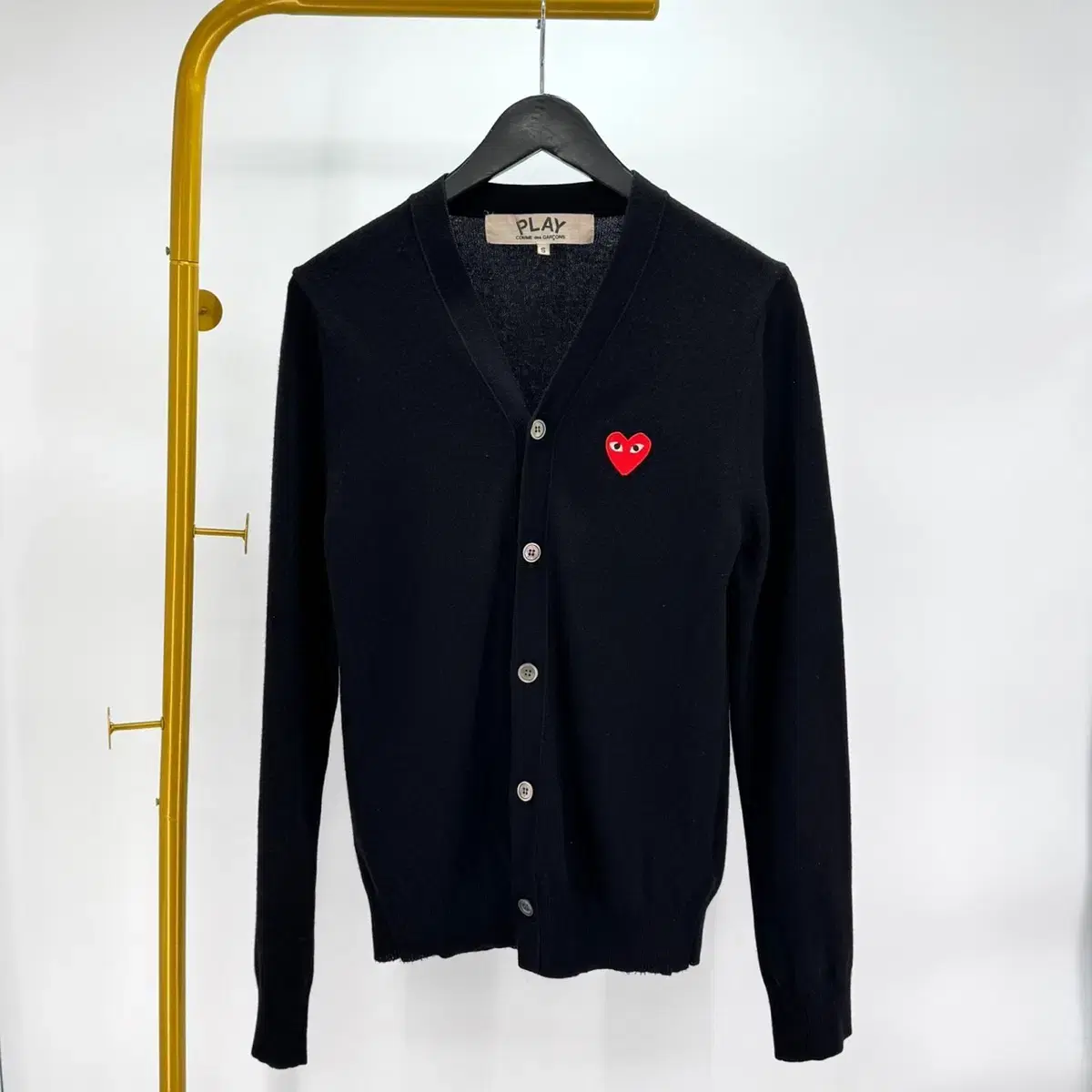 {S size} Comme des Garçons Red Waffle Cardigan Black