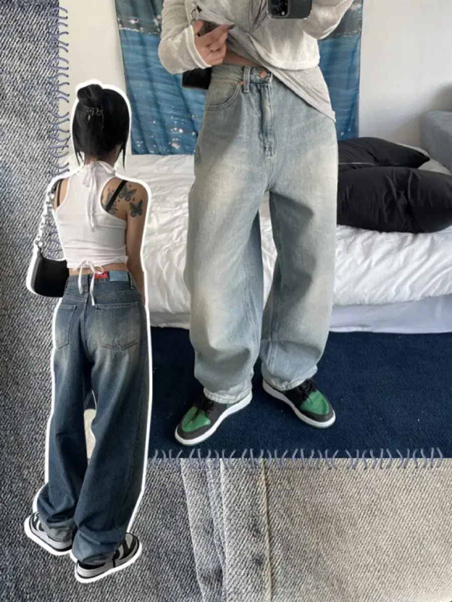키미스 ootj 벌키 워싱 와이드 데님 팬츠 블랙업 릿킴 라룸 어텀