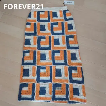 FOREVER21 크로쉐 레트로 타이트 스커트 안감 부착 니트 스커트