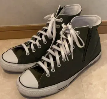 컨버스 리액트 나일론 하이컷 사이드 지퍼 카키