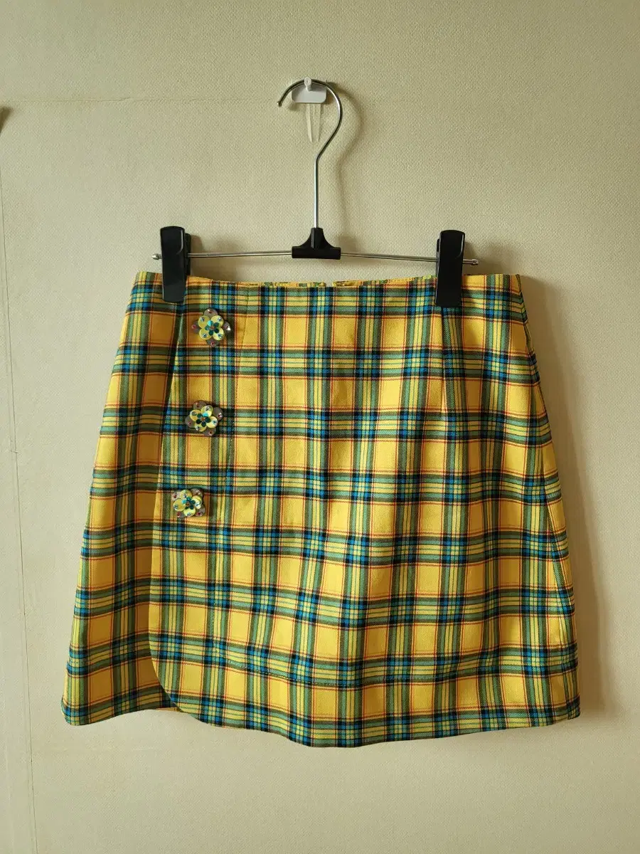 SJYP Yellow Check Mini Skirt New Check Skirt