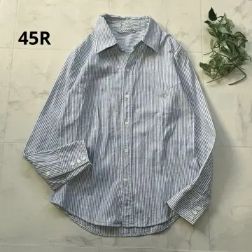 새상품급 45R 45rpm umii908 코튼 스트라이프 셔츠 사이즈 2