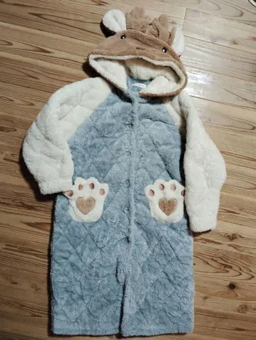 루돌프 귀 모양 후드 부착 룸웨어 세트 후와모코 여성용