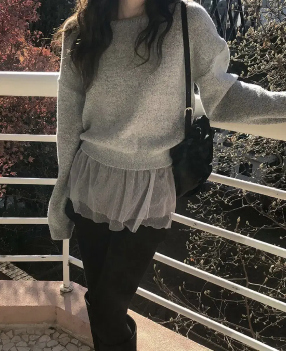 니썸 오븐 도트 레이어드 나시 그레이/1회 착용